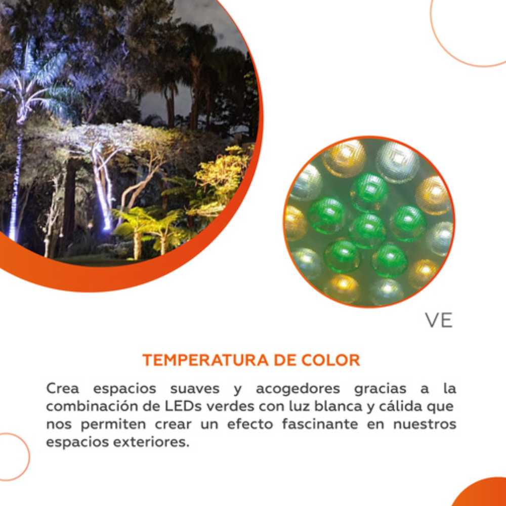 FOCO LED TECNOLITE 6W LUZ DE LUNA COLOR VERDE IP65 BASE GU10