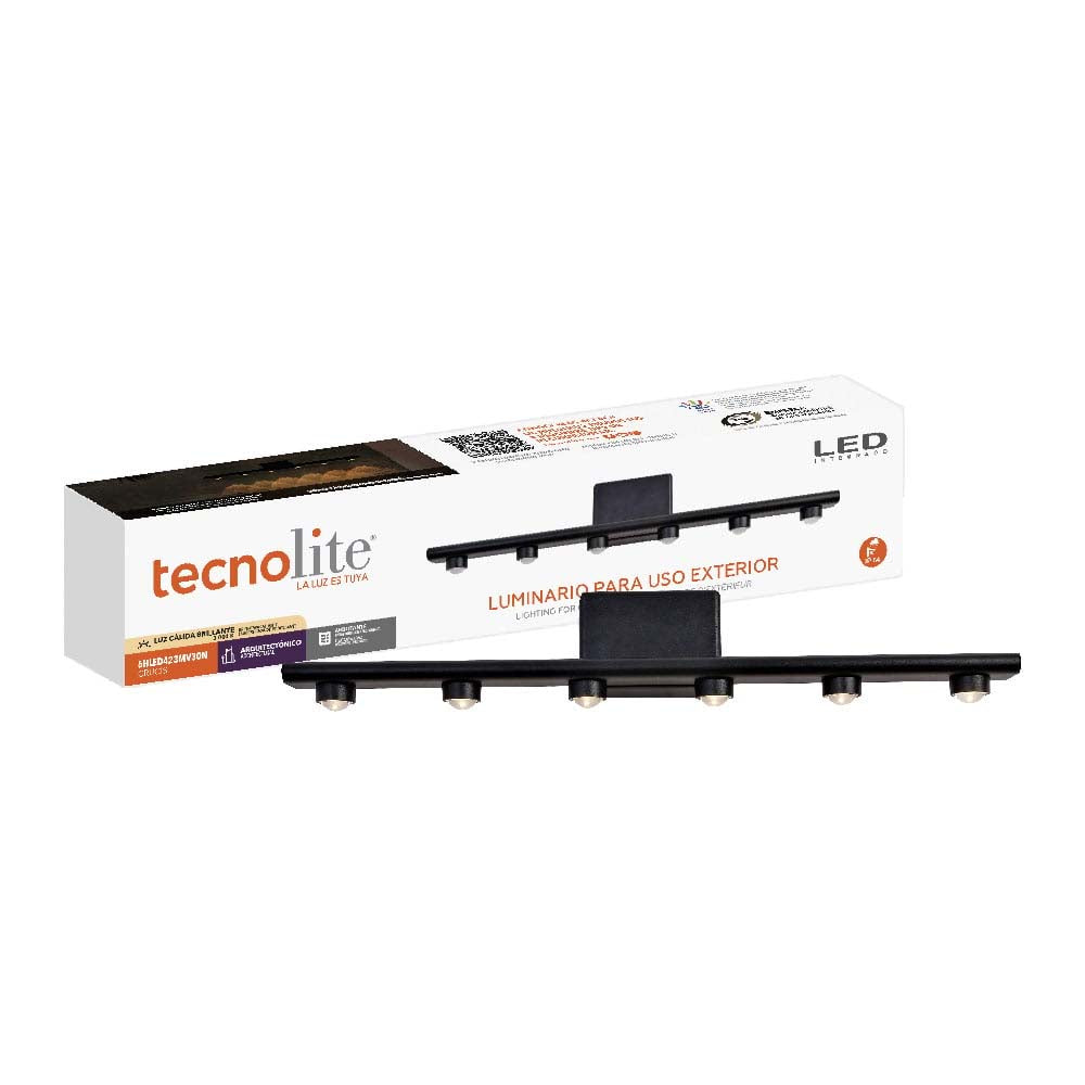 LAMPARA LED DE PARED TIPO ARBOTANTE DE 6W CON 6 SALIDAS DE LUZ COLOR NEGRO CRUCIS 6HLED423MV30N TECNOLITE.