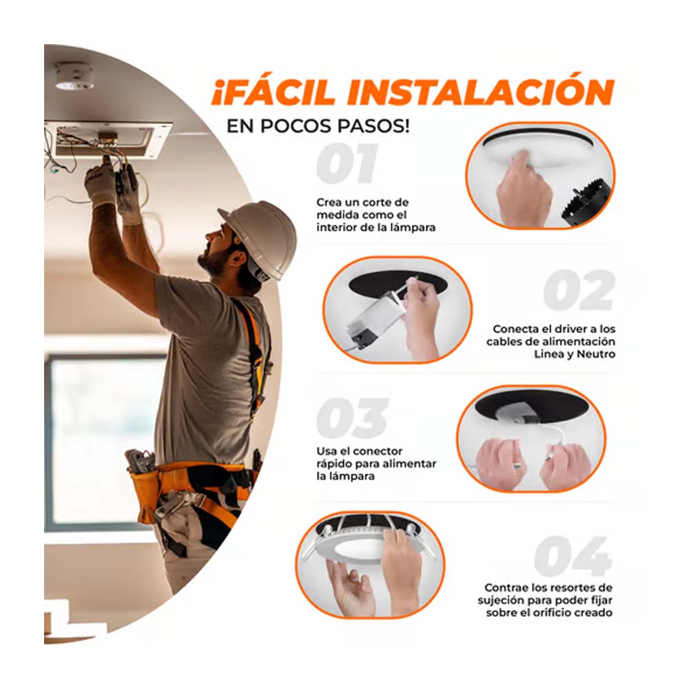 LAMPARA EMPOTRABLE DOWNLIGHT LED 6 W LUZ BLANCA NEUTRA NO ATENUABLE