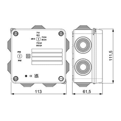 CAJA ESTANCA CON CONOS IP55 IK08 100X100X55 SOLERA *** OFRECER WDC1010S ***