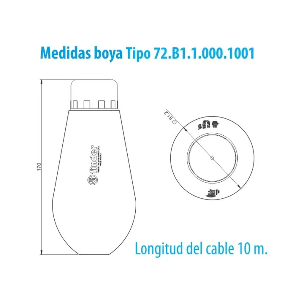 BOYA PARA AGUAS NEGRAS CONTACTO CONMUTADO C/CABLES 10 METROS H05 RN F 72.B1.1000.10.01