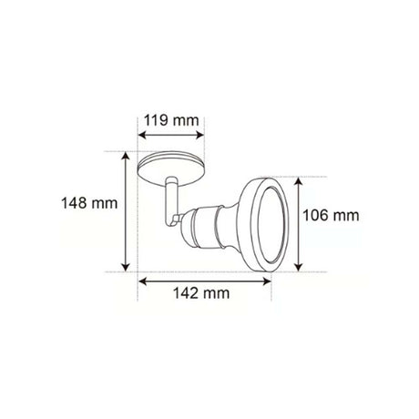 LUMINARIO  SPOT SOBREP S/L 100-240V E27 MCA TECNOLITE