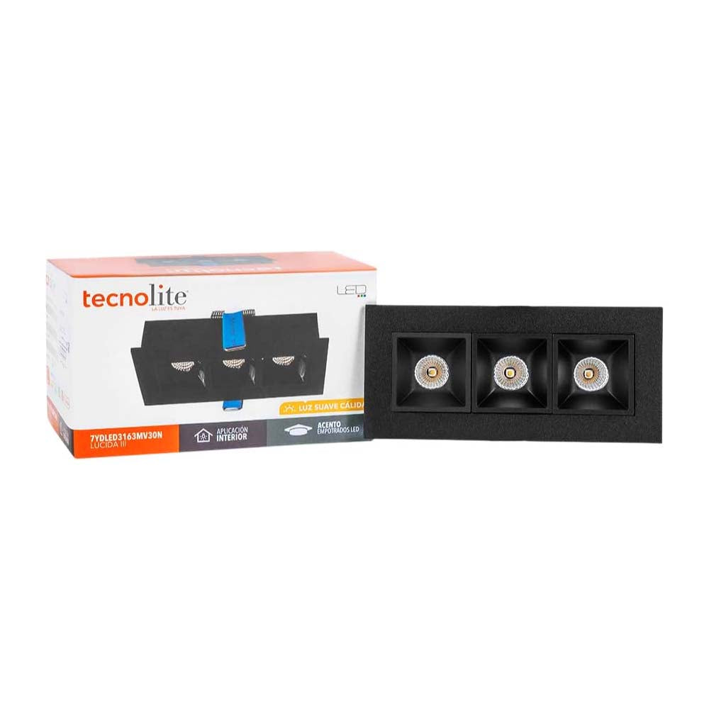 LÁMPARA DE INTERIOR EMPOTRABLE LED LUCIDA III TECNOLITE 7W LUZ SUAVE CÁLIDA LED INTEGRADO