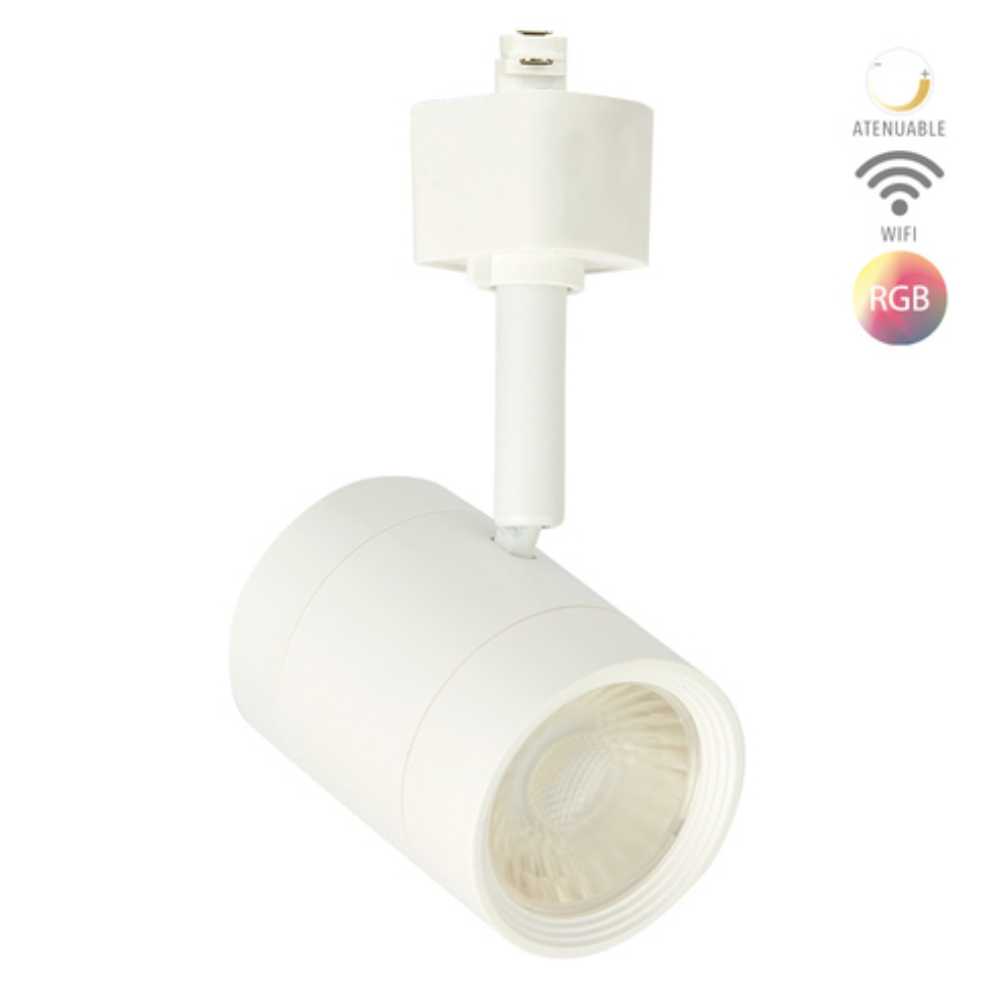 LÁMPARA DE INTERIOR TECNOLITE HALLEY SMART 7W SPOT DE RIEL LUZ RGB Y BLANCA ATENUABLE COMPATIBLE CON APP MÓVIL Y ASISTENTES DE VOZ BLANCO
