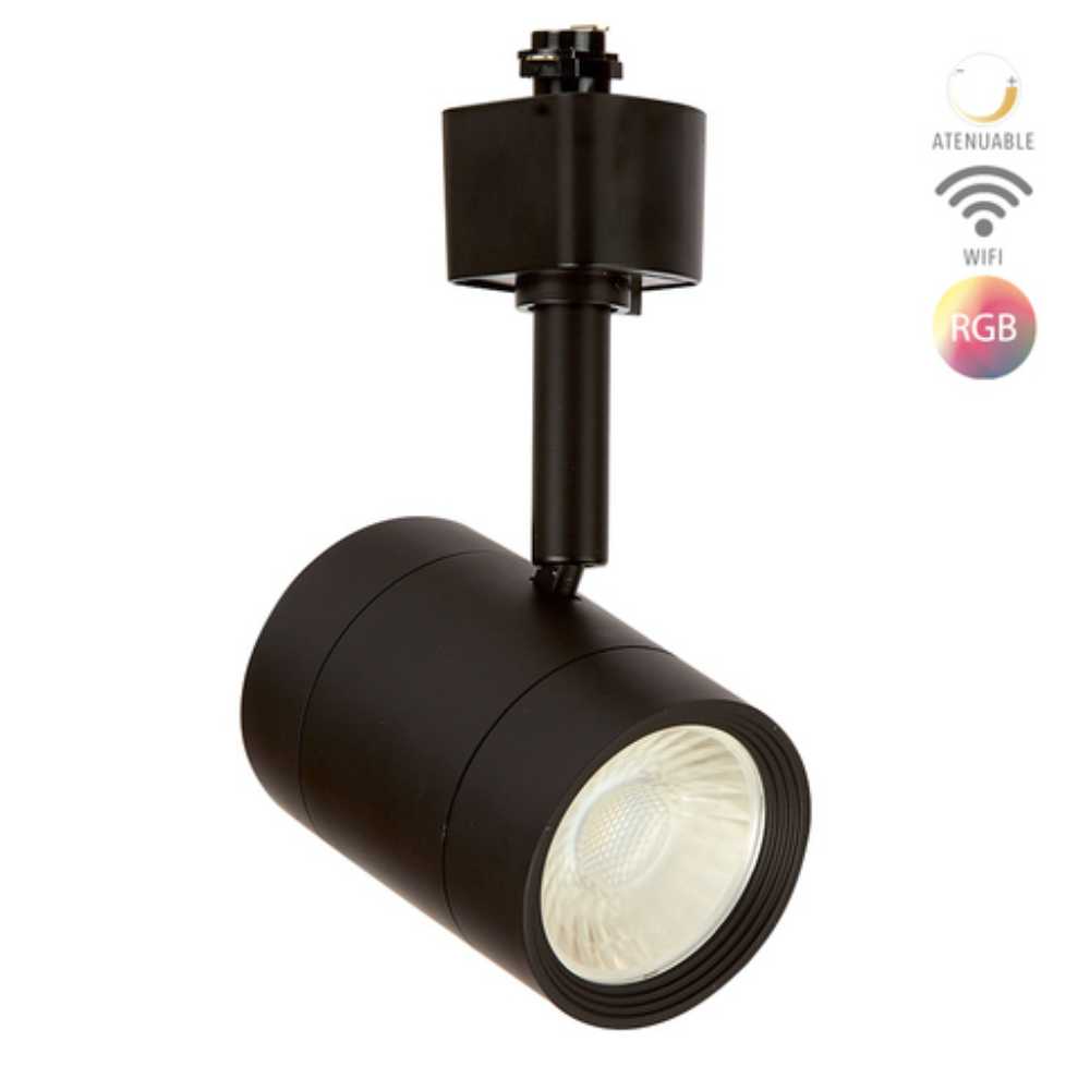 LÁMPARA DE INTERIOR TECNOLITE HALLEY SMART 7W SPOT DE RIEL LUZ RGB Y BLANCA ATENUABLE COMPATIBLE CON APP MÓVIL Y ASISTENTES DE VOZ NEGRO