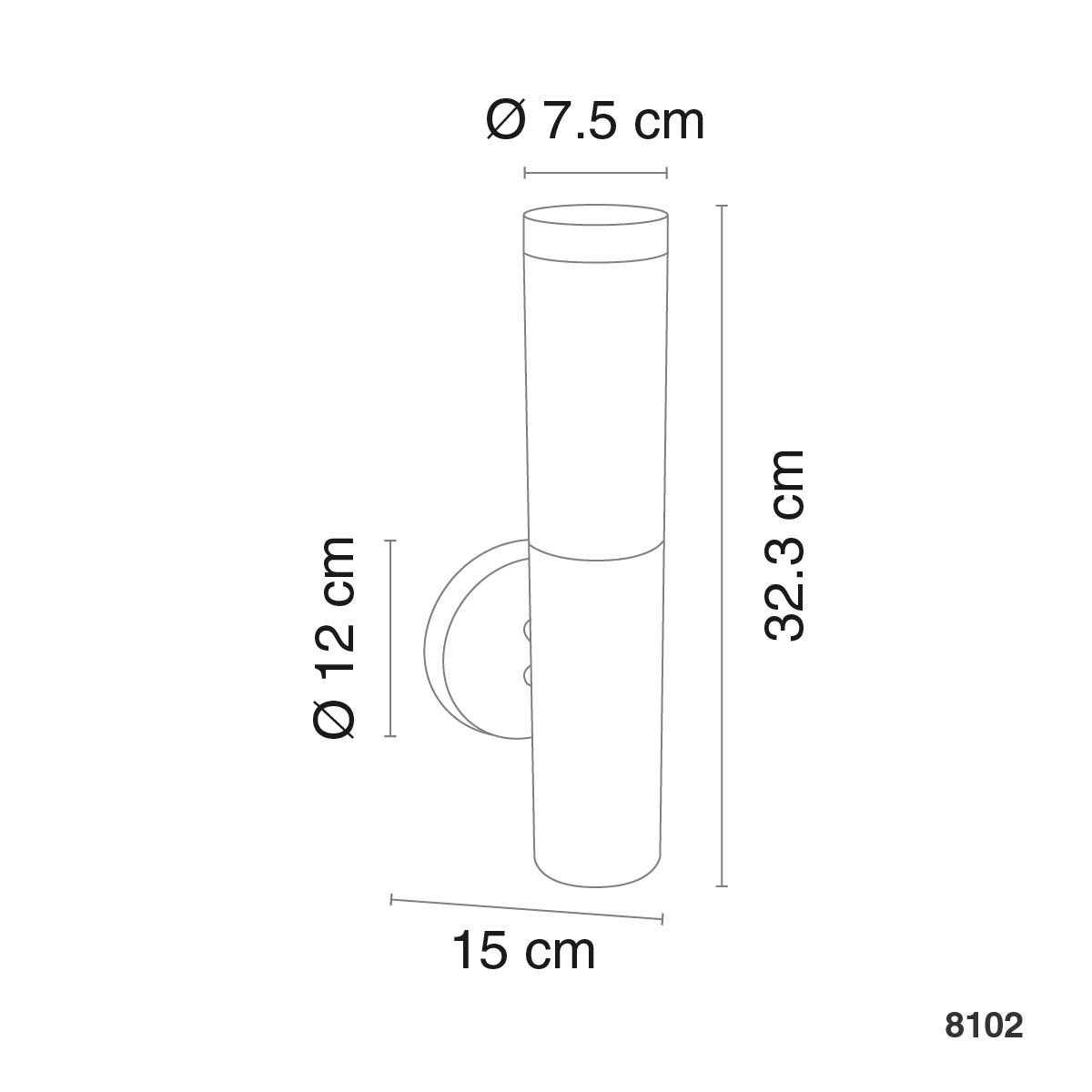 LUMINARIO A MURO CALUX 40W 127V IP54 E27 ACABADO ACERO INOXIDABLE 8102