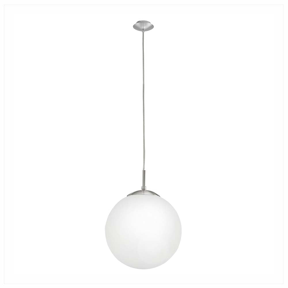 LUMINARIA COLGANTE EGLO RONDO BASE E26 NIQUEL Y CRISTAL OPALINO