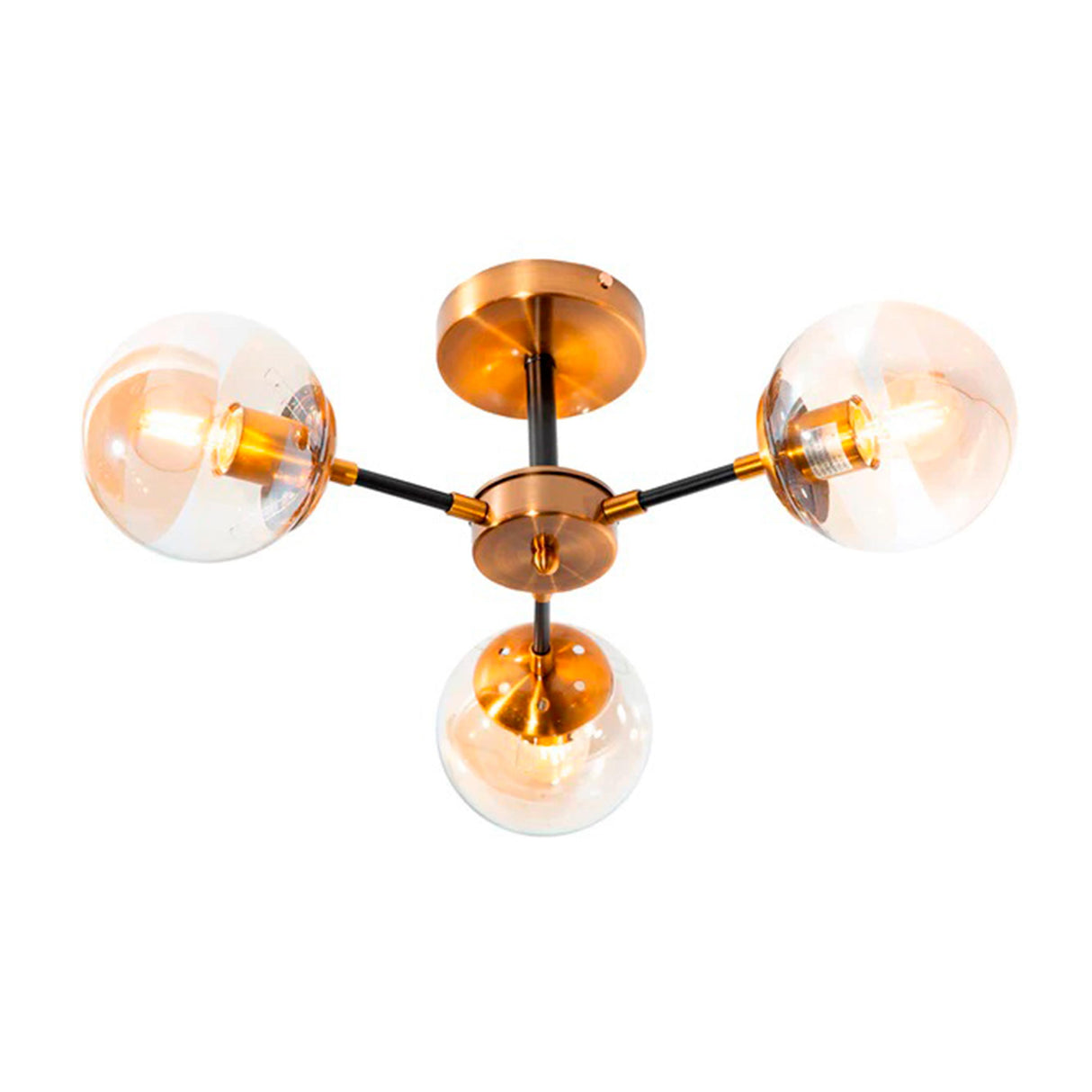 LAMPARA DE TECHO ORO SATINADO AMBAR E27 40W 3 LUCES 120V 60X25.5 S/FOCO *** EXHIBIDO ***