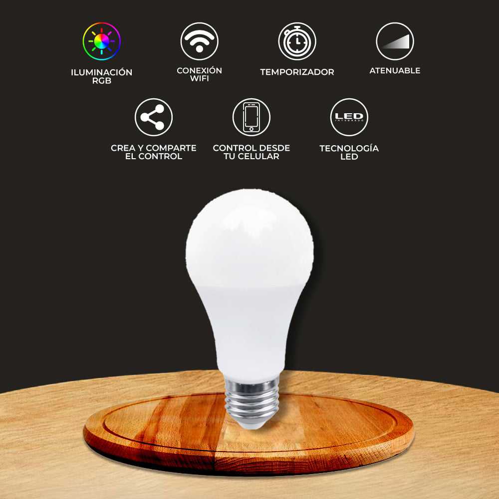 LAMPARA LED A19 RGB  8W 100-127V 3000K MCA TECNOLITE