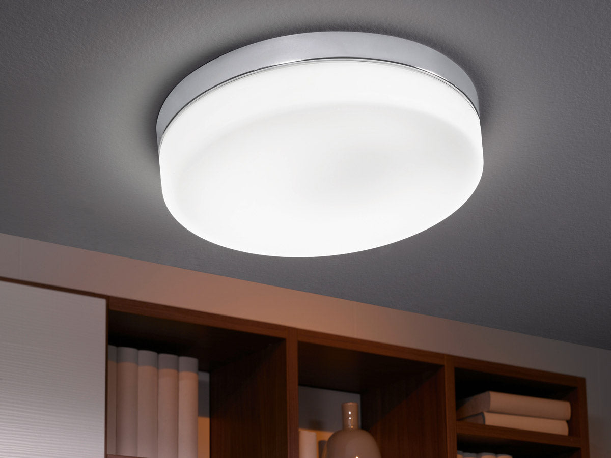 LAMPARA DE TECHO SENCILLA CRISTAL OPALINO CROMO 90568 *** PRODUCTOS CON EXISTENCIA NAVE 7 ***