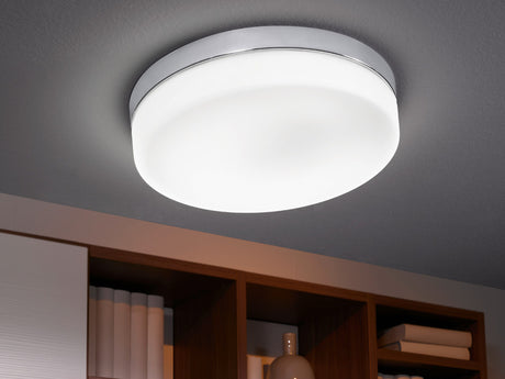 LAMPARA DE TECHO SENCILLA CRISTAL OPALINO CROMO 90568 *** PRODUCTOS CON EXISTENCIA NAVE 7 ***