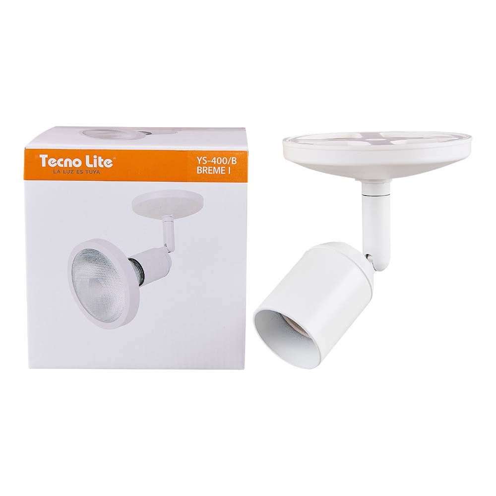 LAMPARA DE INTERIOR SPOT DE SOBREPONER DIRIGIBLE BLANCO S/L 90W 100-240V BASE E27 BREME TECNOLITE