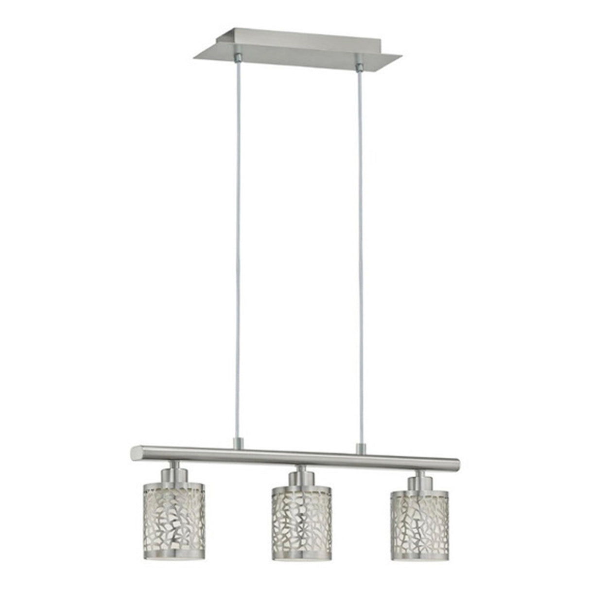 LUMINARIO DE TECHO TRIPLE C/ CRISTAL BLANCO E26 60W S/ FOCO MCA EGLO *** EXHIBIDO ***