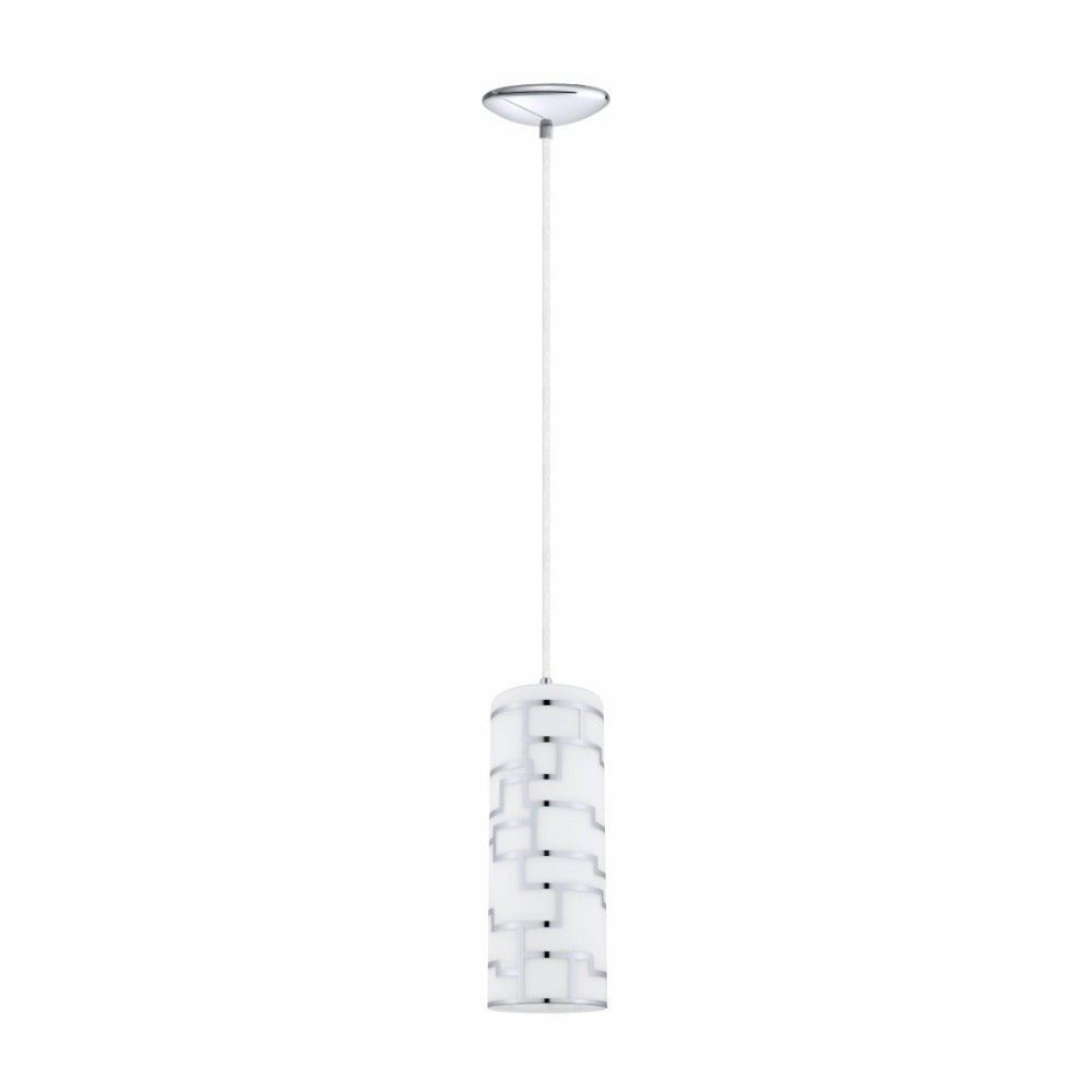 LUMINARIO COLGANTE CRISTAL BLANCO 1X60W E26 ACABADO CROMO EGLO