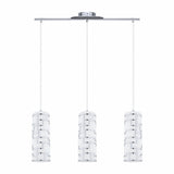 LUMINARIO COLGANTE 3 LUCES 3X60W E26 CRISTAL BLANCO DECORACIONES CROMO MCA EGLO
