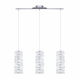 LUMINARIO COLGANTE 3 LUCES 3X60W E26 CRISTAL BLANCO DECORACIONES CROMO MCA EGLO