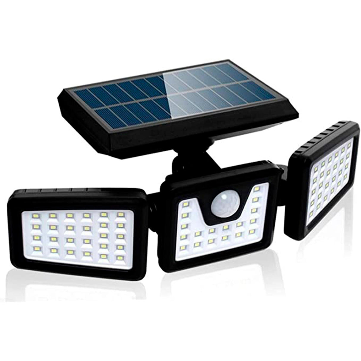 LUMINARIA SOLAR 3 REFLECTORES PANEL MOVIL SENSOR CON AJUSTE DE TIMEMPO 3H DE BATERIA 6500K