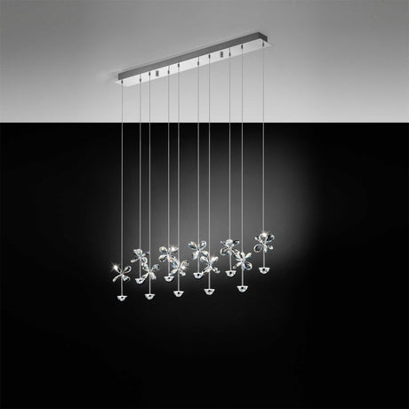 LUMINARIO COLGANTE LED 25W. 10 LUCES CROMO CRISTAL CON LAMP. 93663 PIANOPOLI ***HAE 2024***