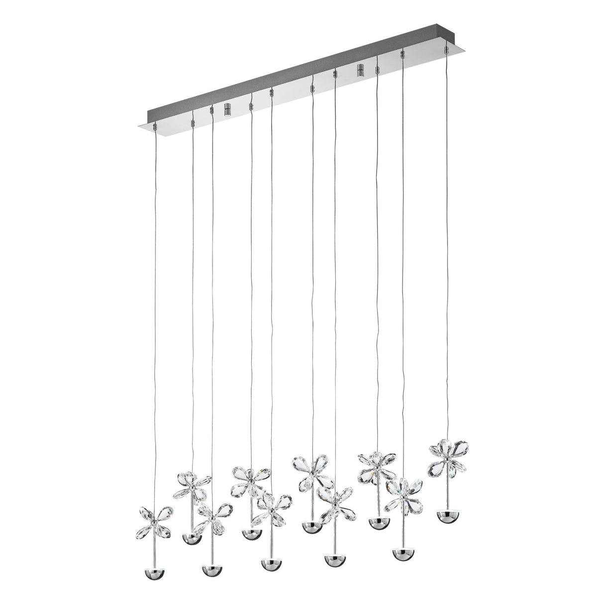 LUMINARIO COLGANTE LED 25W. 10 LUCES CROMO CRISTAL CON LAMP. 93663 PIANOPOLI ***HAE 2024***