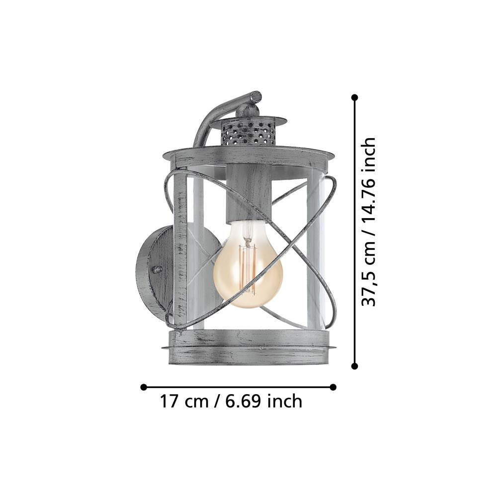ARBOTANTE TIPO FAROL PLATA ANTIGUO E27 (NO INCLUIDA) IP44 HILBURN 1 EGLO