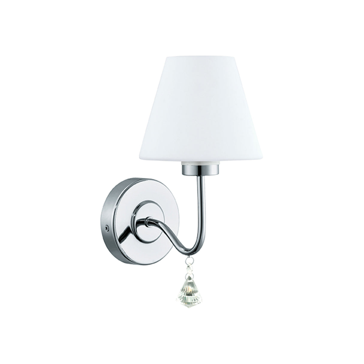 LUMINARIO DE PARED DE1 LUZACERO CROMO CRISTAL BLANCO TRASNPARENTELORET TO MCA ELGO *** HA. LUMI ***