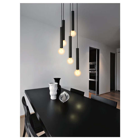 LUMINARIO COLGANTE CORTENOVA DE 8 LUCES ACERO NEGRO E27 5X60W