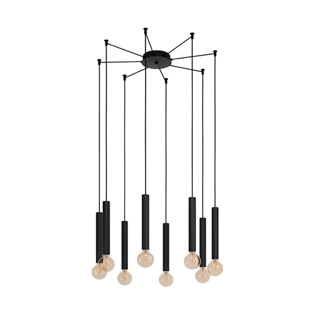 LUMINARIO COLGANTE DE8 LUCES ACERO NEGRO CORTENOVAMCA EGLO ***HAE 2024***