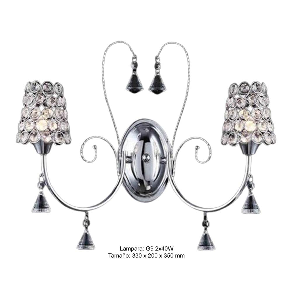 ARBOTANTE CRISTAL 2 LUCES G9 (NO INCLUIDO) IIDSA  *** HAE ***