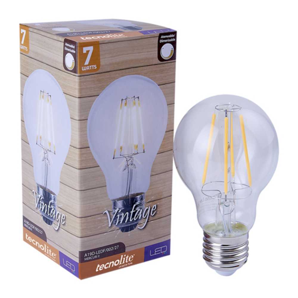 FOCO LED TECNOLITE DE FILAMENTO 7W LUZ SUAVE CÁLIDA BASE E27
