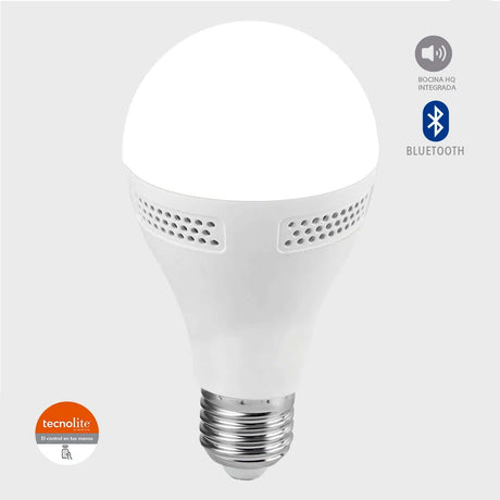FOCO LED TECNOLITE LYRA CON BOCINA BLUETOOTH 9W LUZ BLANCA NEUTRA BASE E27 NO ATENUABLE ***TECNOLITE HAE***