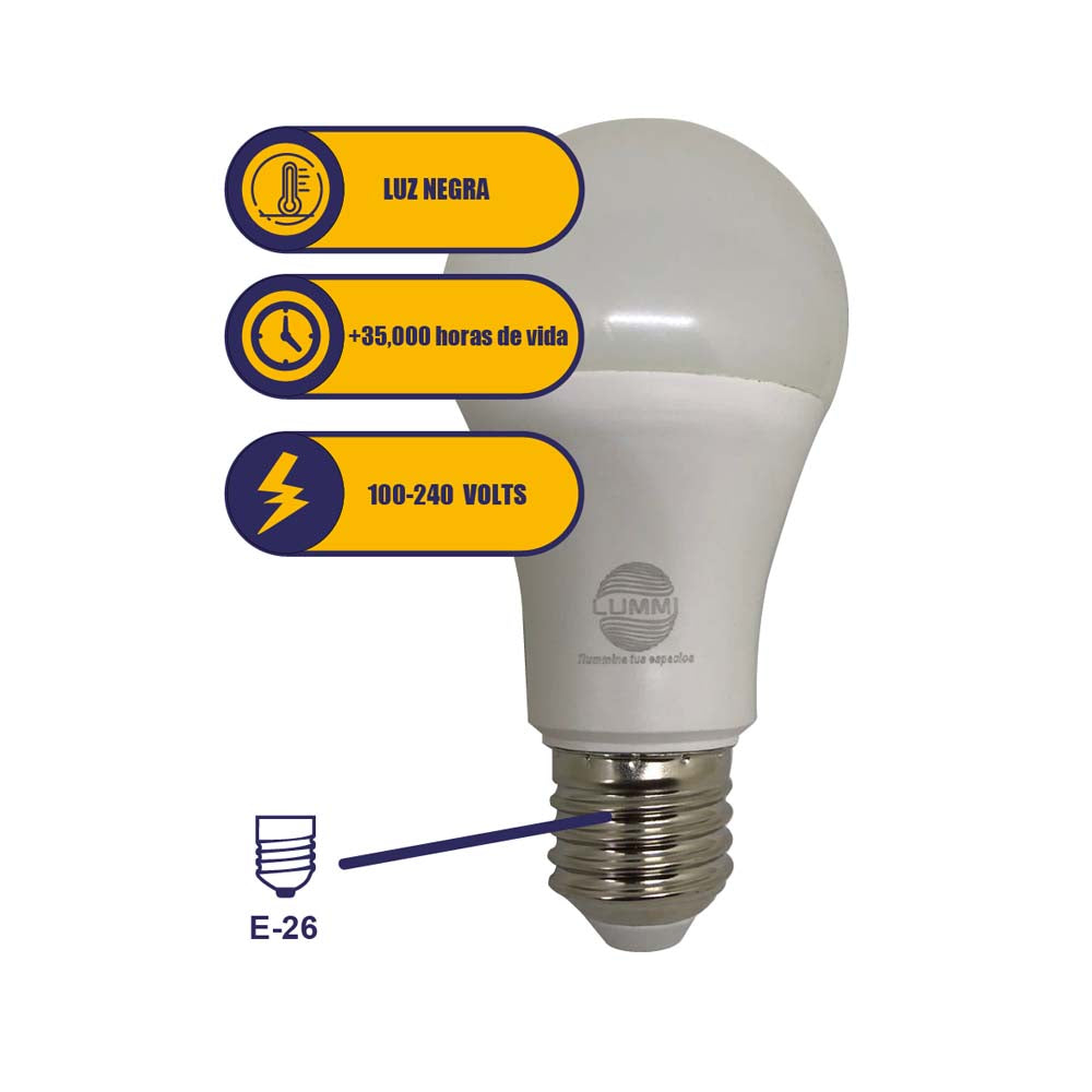 LAMPARA A60 LED 6W LUZ NEGRA 100-240V