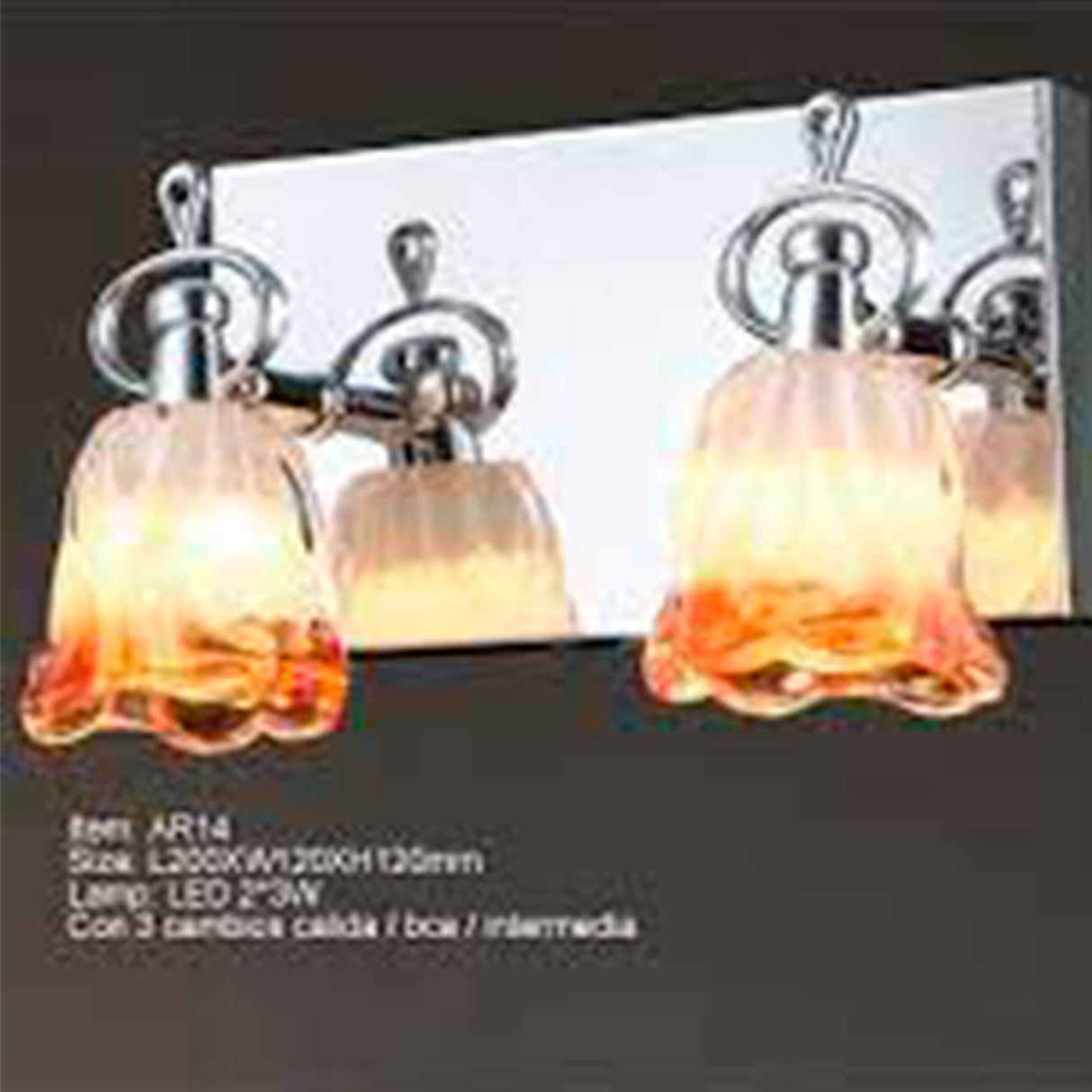 ARBOTANTE BASE CROMO PANT FLOR CRISTAL AMBAR LUZ LED 3WX2 3 CAMBIOS DE LUZ