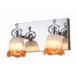 ARBOTANTE BASE CROMO PANT FLOR CRISTAL AMBAR LUZ LED 3WX2 3 CAMBIOS DE LUZ