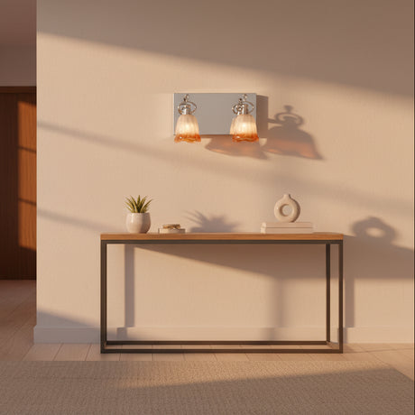 ARBOTANTE BASE CROMO PANT FLOR CRISTAL AMBAR LUZ LED 3WX2 3 CAMBIOS DE LUZ