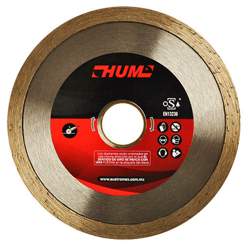 DISCO DE DIAMANTE RIN CONTINUO HUM 4-1/2X0.080X7/8 115X2X22.2 MCA AUSTROMEX