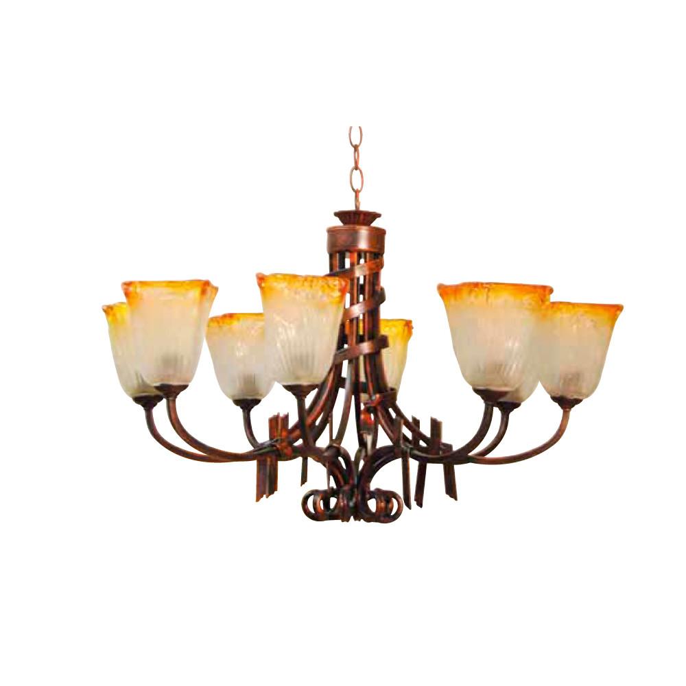 CANDIL ARAMIS 8 LUCES AMBAR HIERRO/VIDRIO