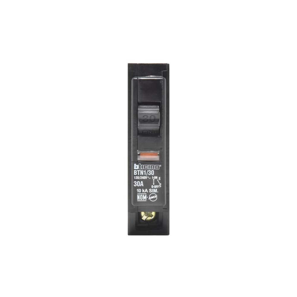 INTERRUPTOR TERMOMAGNETICO 1X30A 120/240V 10KA ENCHUFABLE BTPLUG BTICINO BTN1/30 *** OFRECER QO130 O MX:D130EE ***
