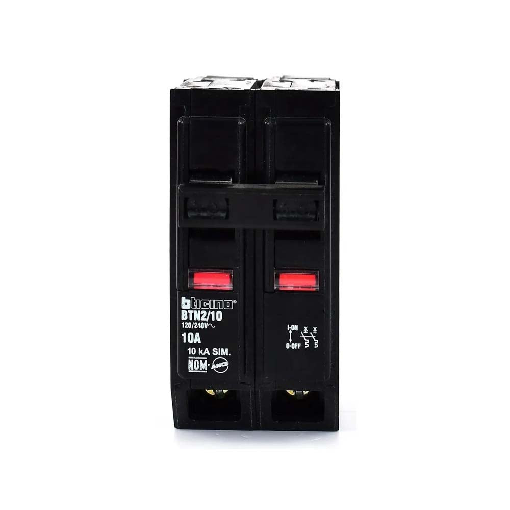 ITM 2X10A 120/240V 10KA ENCHUFABLE BTPLUG BTICINO BTN2/10 *** OFRECER QO210 ***
