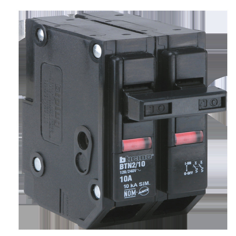 ITM 2X10A 120/240V 10KA ENCHUFABLE BTPLUG BTICINO BTN2/10 *** OFRECER QO210 ***