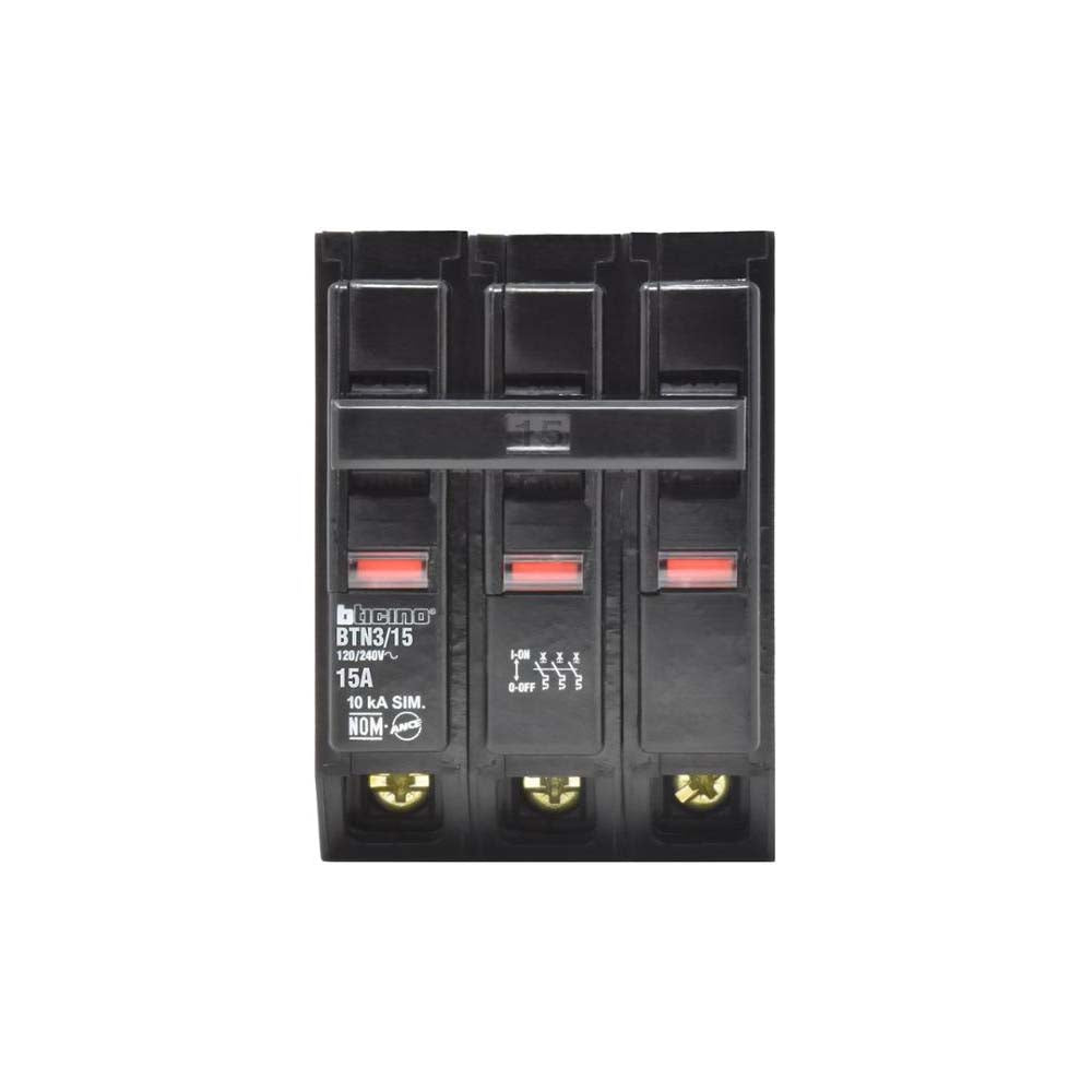 ITM 3X15A 120/240V 10KA ENCHUFABLE BTPLUG BTICINO BTN3/15 *** OFRECER QO315 ***