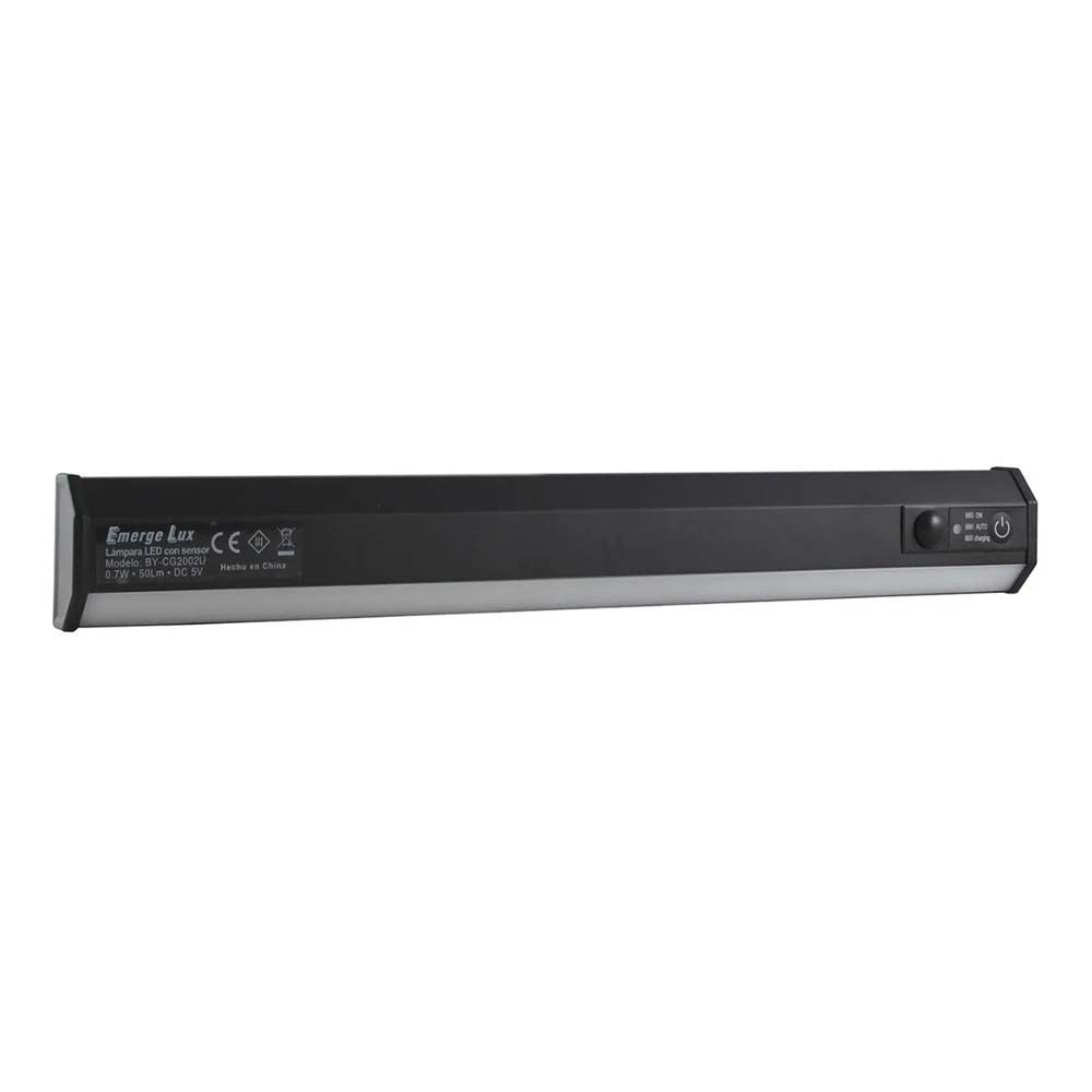 LUMINARIA DE ARMARIO NEGRA CON SENSOR DE MOVIMIENTO RECARGABLE ALIMENTACION DE 5V BATERIA INTERNA 2H  6500K *** HAE ***