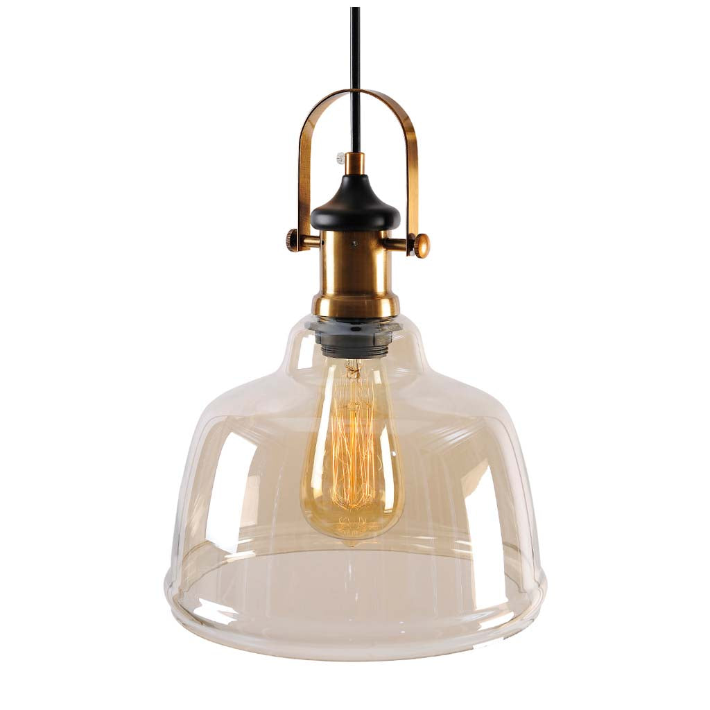 LUMINARIO COLGANTE 40W MAX E27 AMBAR Y LATON CALUX