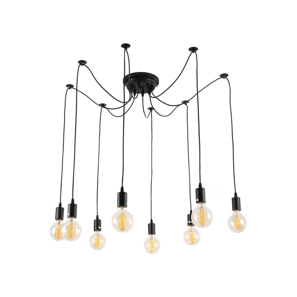 LÁMPARA COLGANTE DE 8 LUCES CALUX 320W 125V 8XE27 ACABADO NEGRO