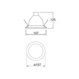 DOWNLIGHT VERTICAL 135MM. 1XE26 CON CRISTAL OPTICO BLANCO