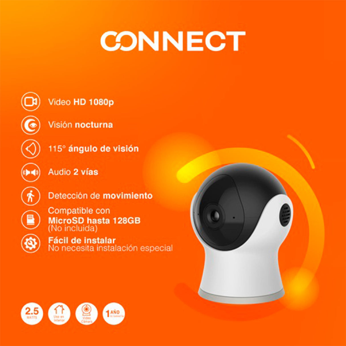 CAMARA MONITOREO CON ALTAVOZ MICROFONO VISION NOCTURNA COMPATIBLE CON APP MOVIL Y ASISTENTES DE VOZ TECNOLITE VIEWER