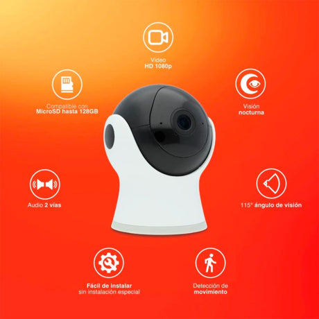 CAMARA MONITOREO CON ALTAVOZ MICROFONO VISION NOCTURNA COMPATIBLE CON APP MOVIL Y ASISTENTES DE VOZ TECNOLITE VIEWER