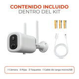CAMARA DE SEGURIDAD EXTERIOR WIFI RECARGABLE INALAMBRICA CON LAMPARA 4.5 W VISION NOCTURNA COMPATIBLE CON APP MOVIL Y ASISTENTES DE VOZ
