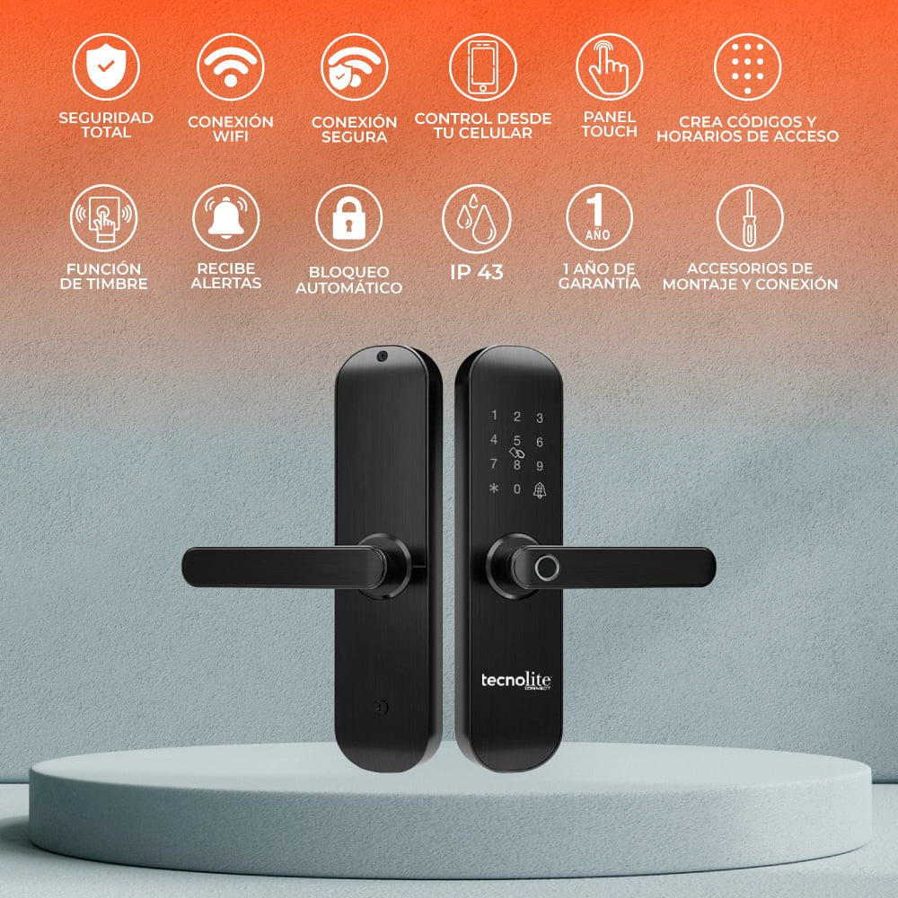 CERRADURA WIFI BIDIRECCIONAL 0.9W/0.15A. SMART MULTIPLE DESBLOQUEO AJUSTE APERTURA NEGRO