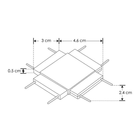 KIT DE COPLE EN FORMA DE X MECANICO Y ELECTRIFICADO ACABADO NEGRO PARA MINI RIEL MAGNETICO ILUTMAGMINI30B CONEXION HORIZONTAL.