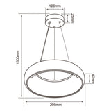 COLGANTE CIRCULAR DE ANILLO LED SATELITE TECNOLITE 2.98 METROS DE DIÁMETRO 1.50 METROS DE ALTURA 25W LUZ SUAVE CÁLIDA LED INTEGRADO